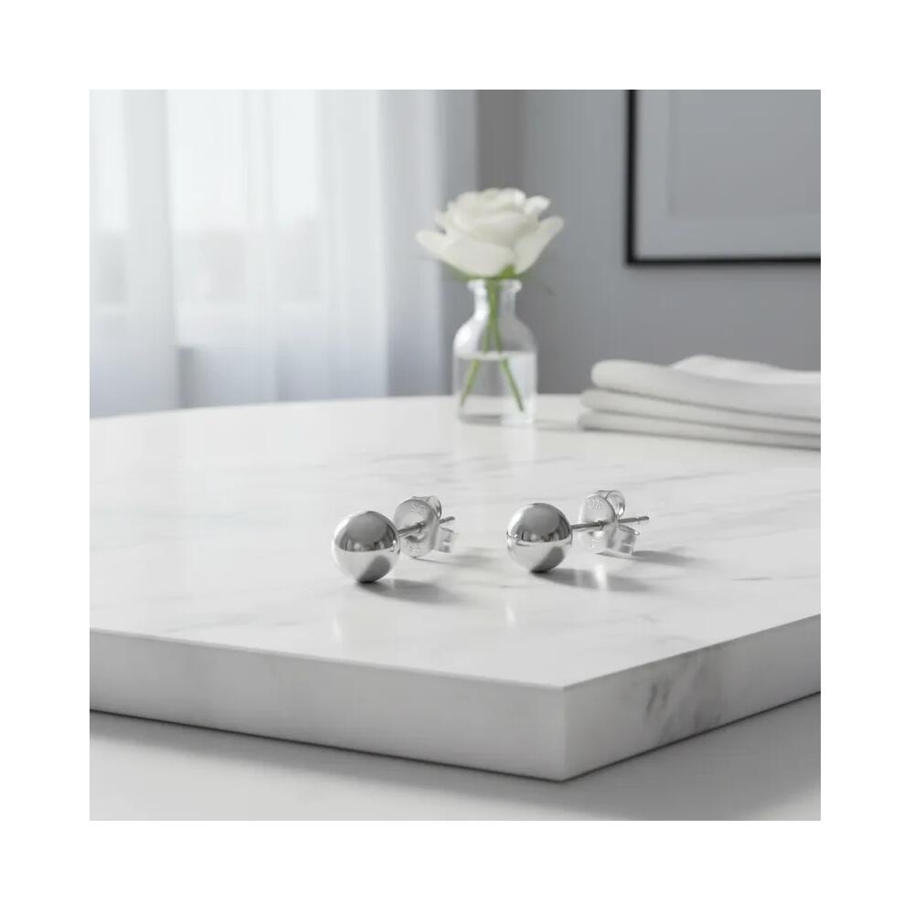 Aros Esfera Brillante En Plata 925 - Imagen 3