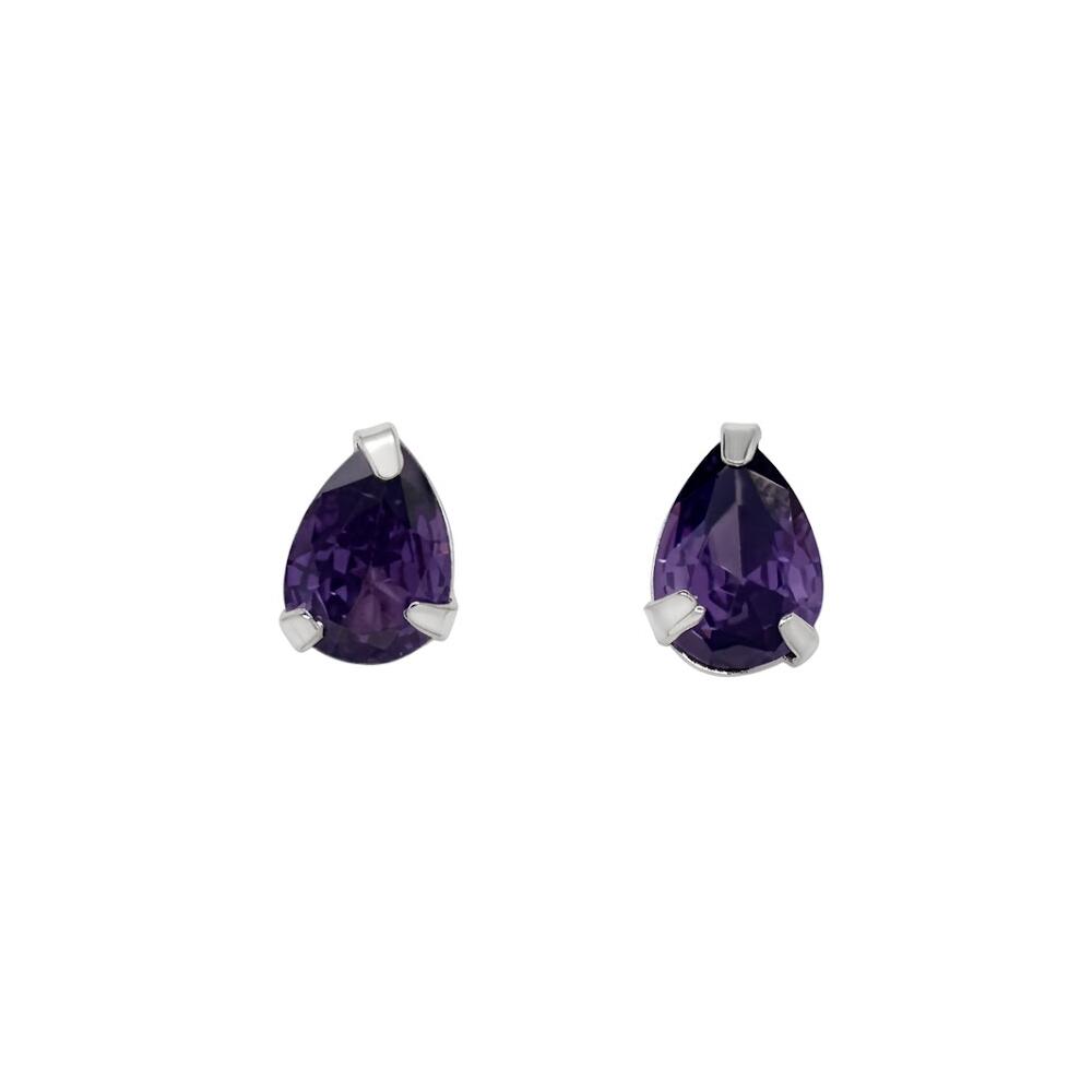 Aros Gota Lágrima Cristal Lila En Plata 925 - Imagen 3