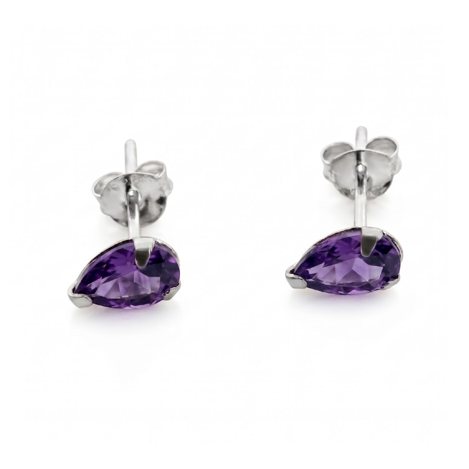 Aros Gota Lágrima Cristal Lila En Plata 925 - Imagen 2