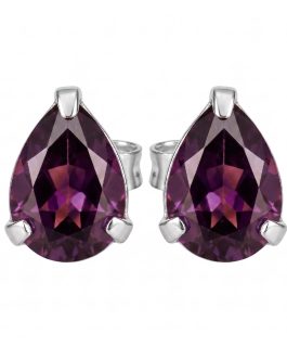 Aros Gota Lágrima Cristal Lila En Plata 925