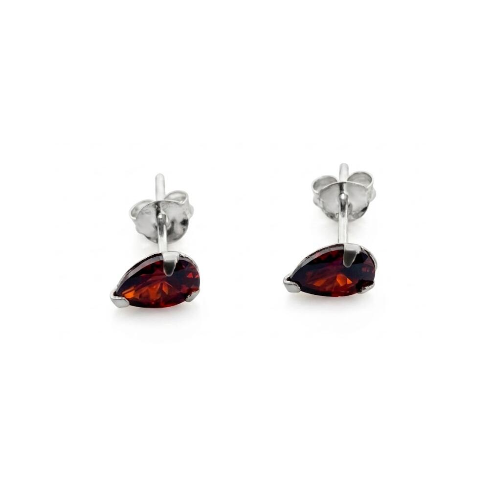 Aros Gota Lágrima Cristal Rojo En Plata 925 - Imagen 3