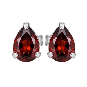 Aros Gota Lágrima Cristal Rojo En Plata 925