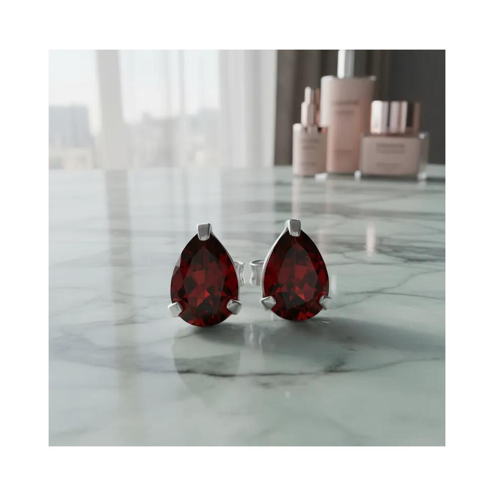 Aros Gota Lágrima Cristal Rojo En Plata 925 - Imagen 4