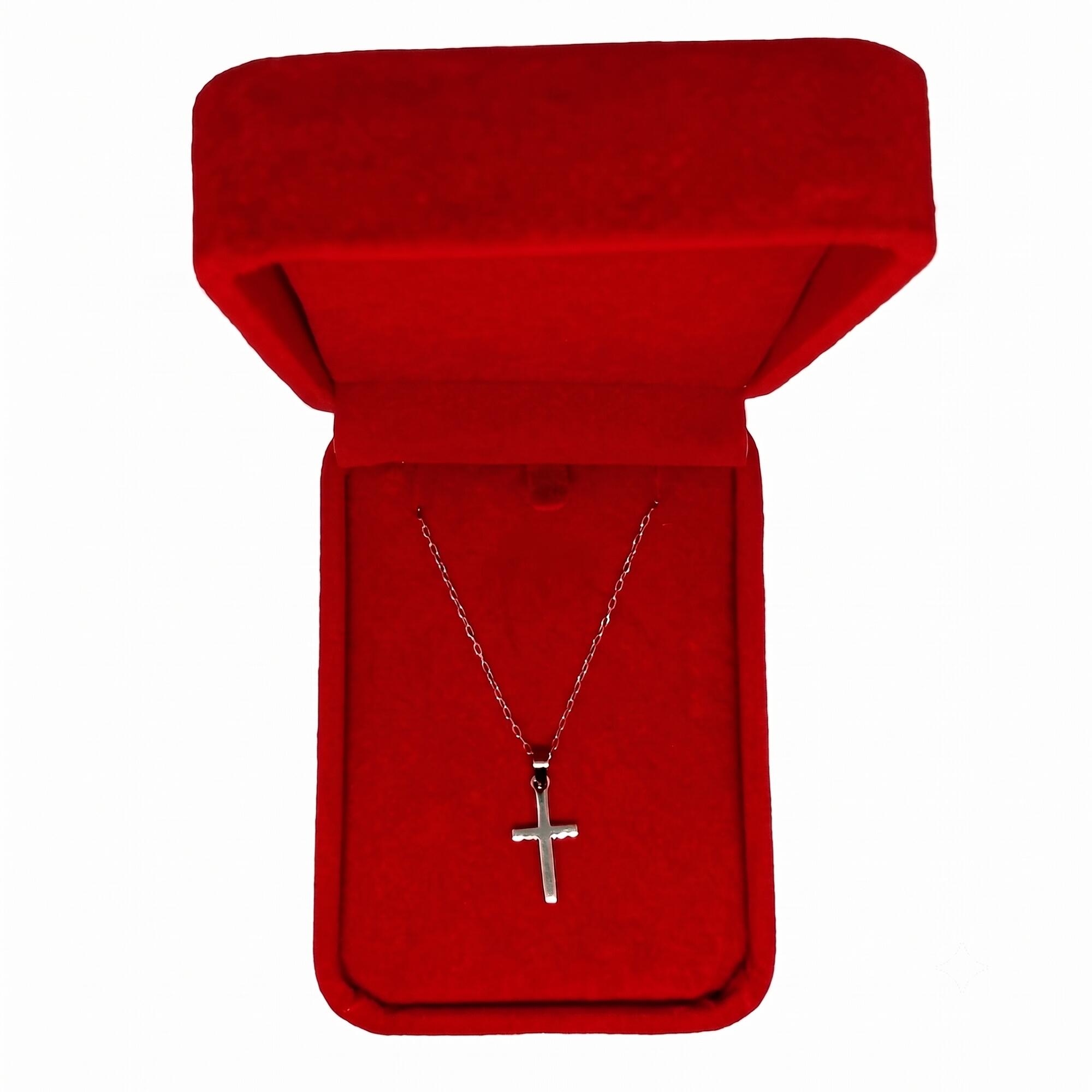 Collar Cadena Cruz Lisa Brillante En Plata 925 - Imagen 4