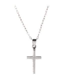 Collar Cadena Cruz Lisa Brillante En Plata 925