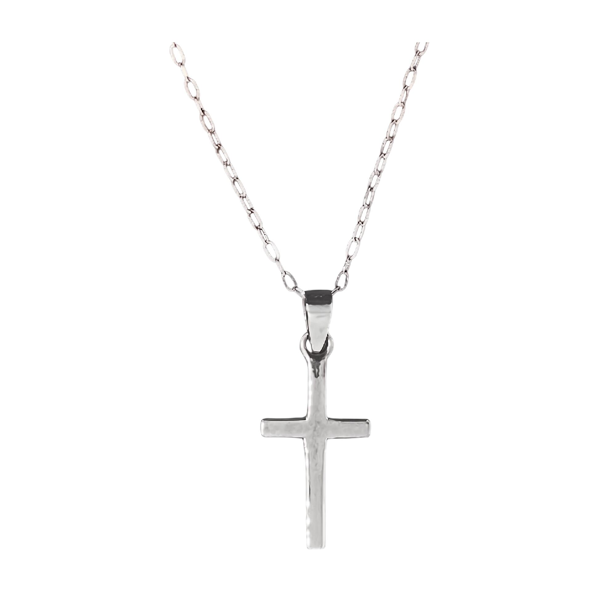 Collar Cadena Cruz Lisa Brillante En Plata 925