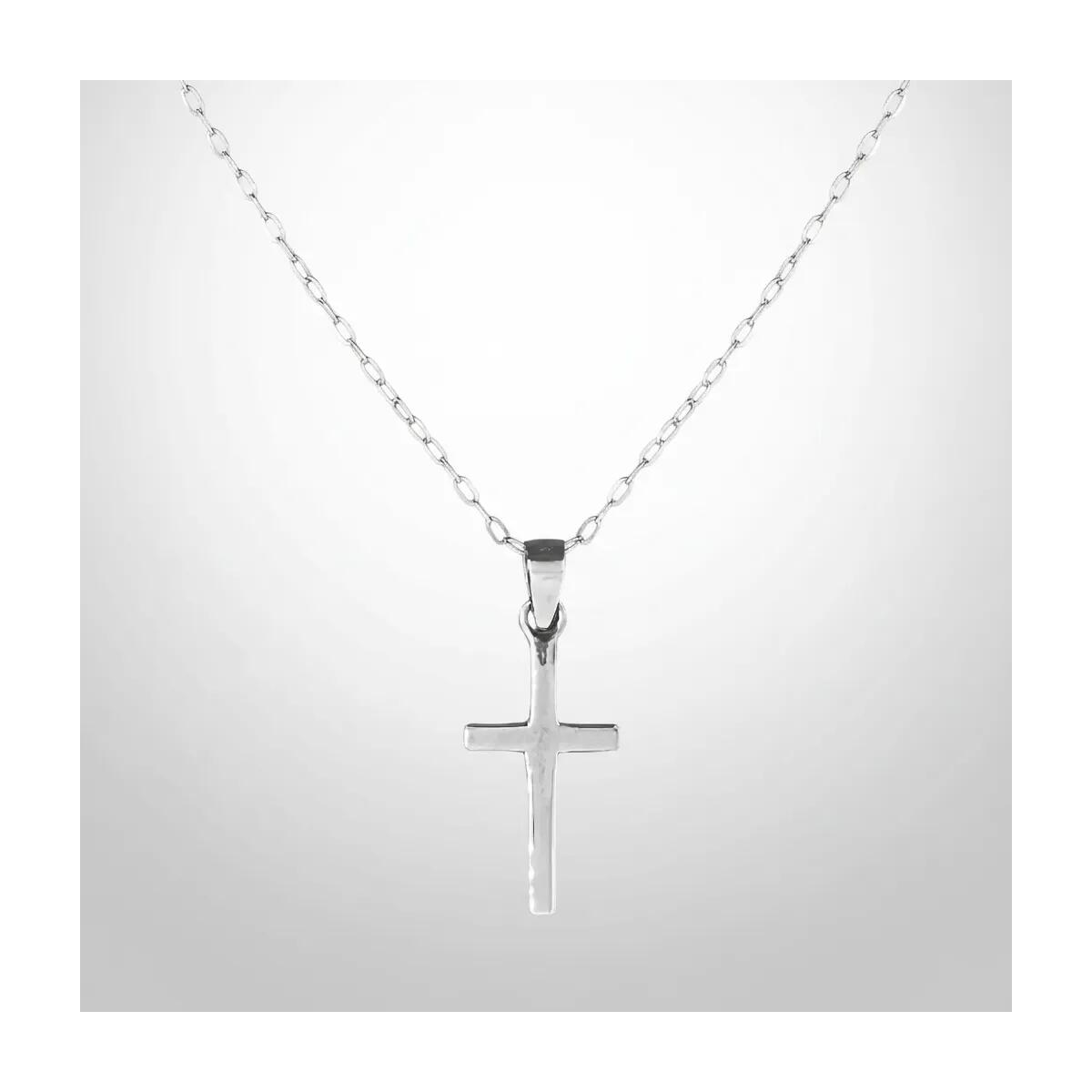 Collar Cadena Cruz Lisa Brillante En Plata 925 - Imagen 5