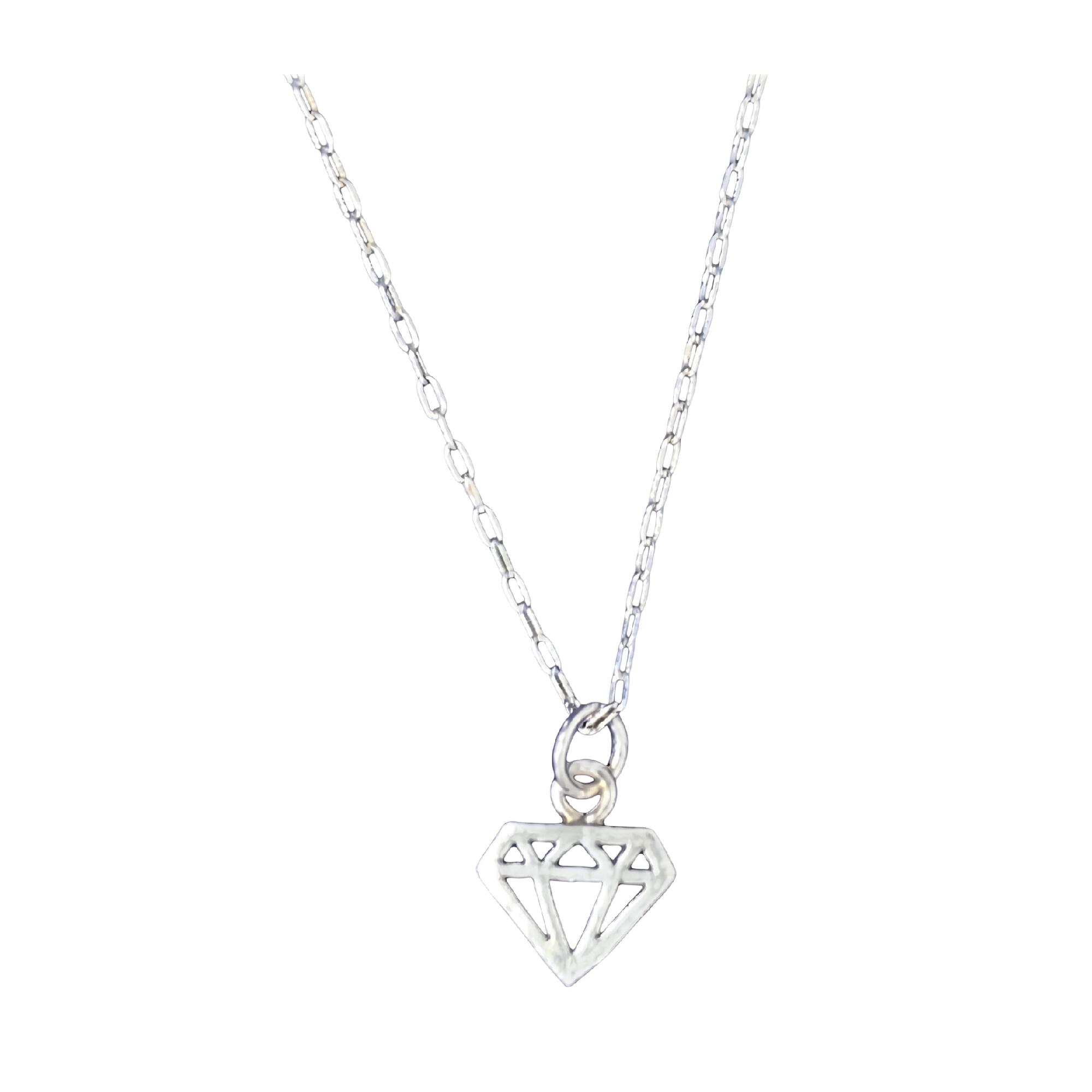 Collar Cadena Diamante Rústico En Plata 925