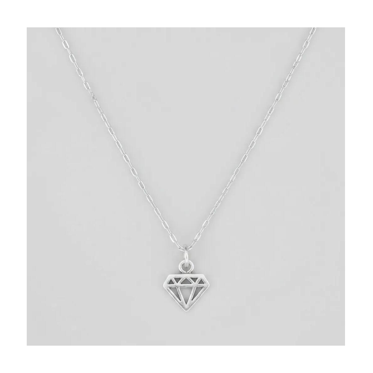 Collar Cadena Diamante Rústico En Plata 925 - Imagen 3