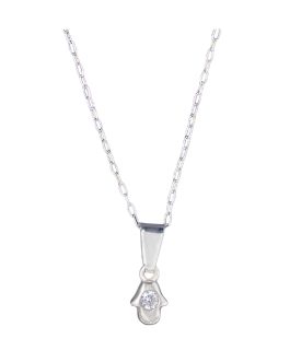 Collar Cadena Mano de Fátima y Circón En Plata 925
