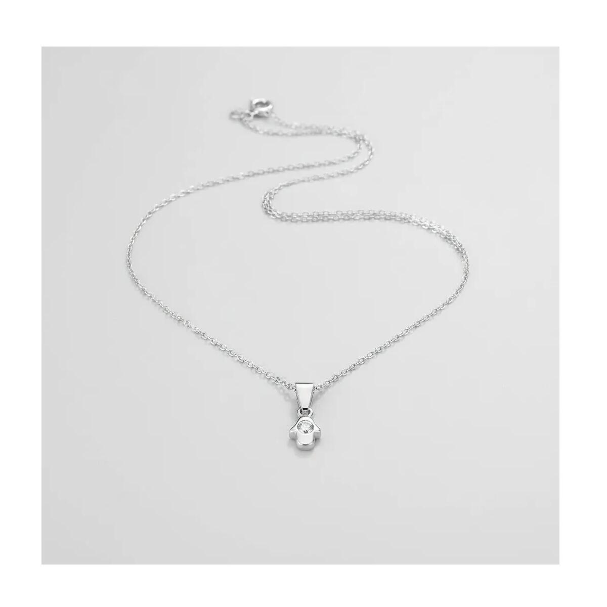 Collar Cadena Mano de Fátima y Circón En Plata 925 - Imagen 2