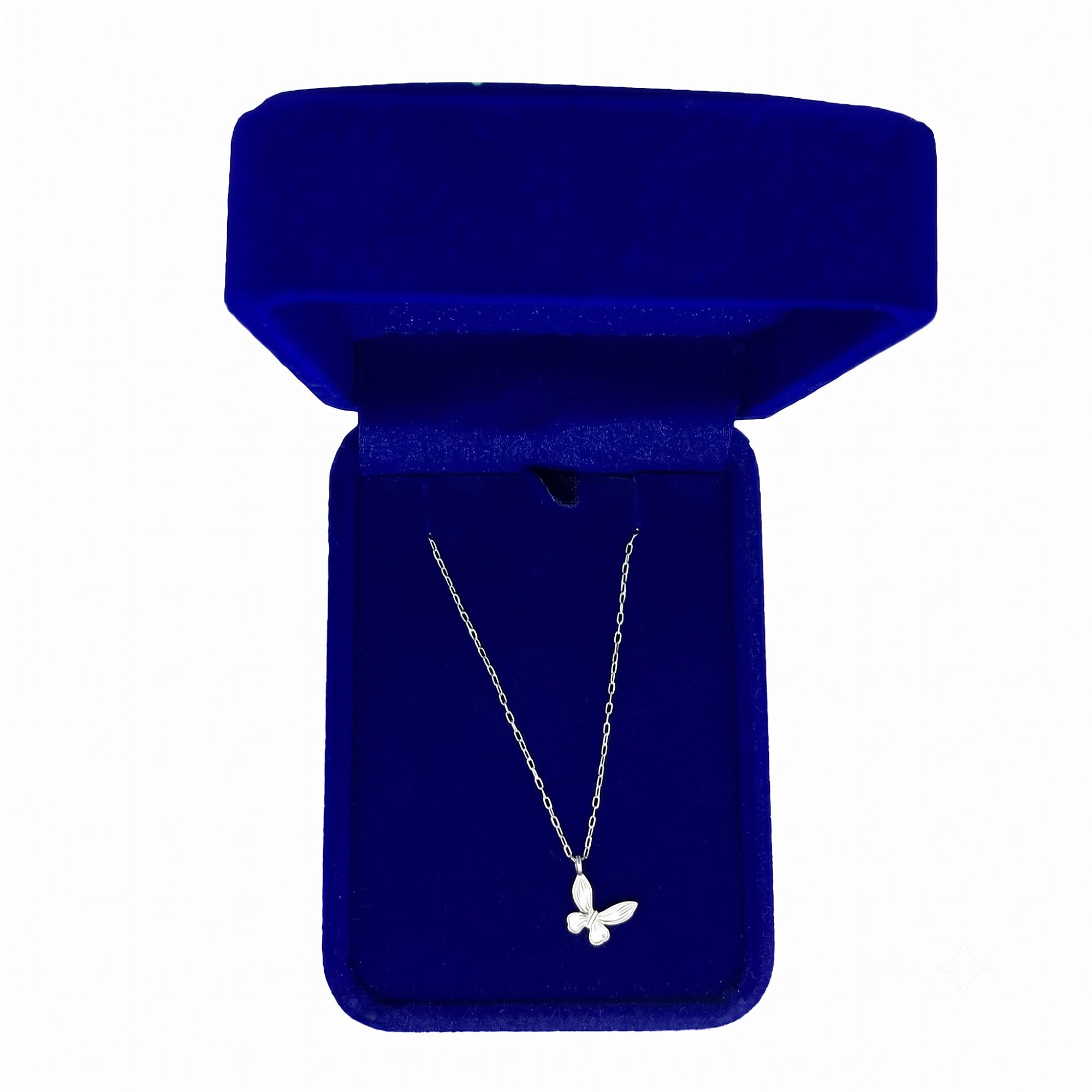 Collar Cadena Mariposa Solitaria En Plata 925 - Imagen 2
