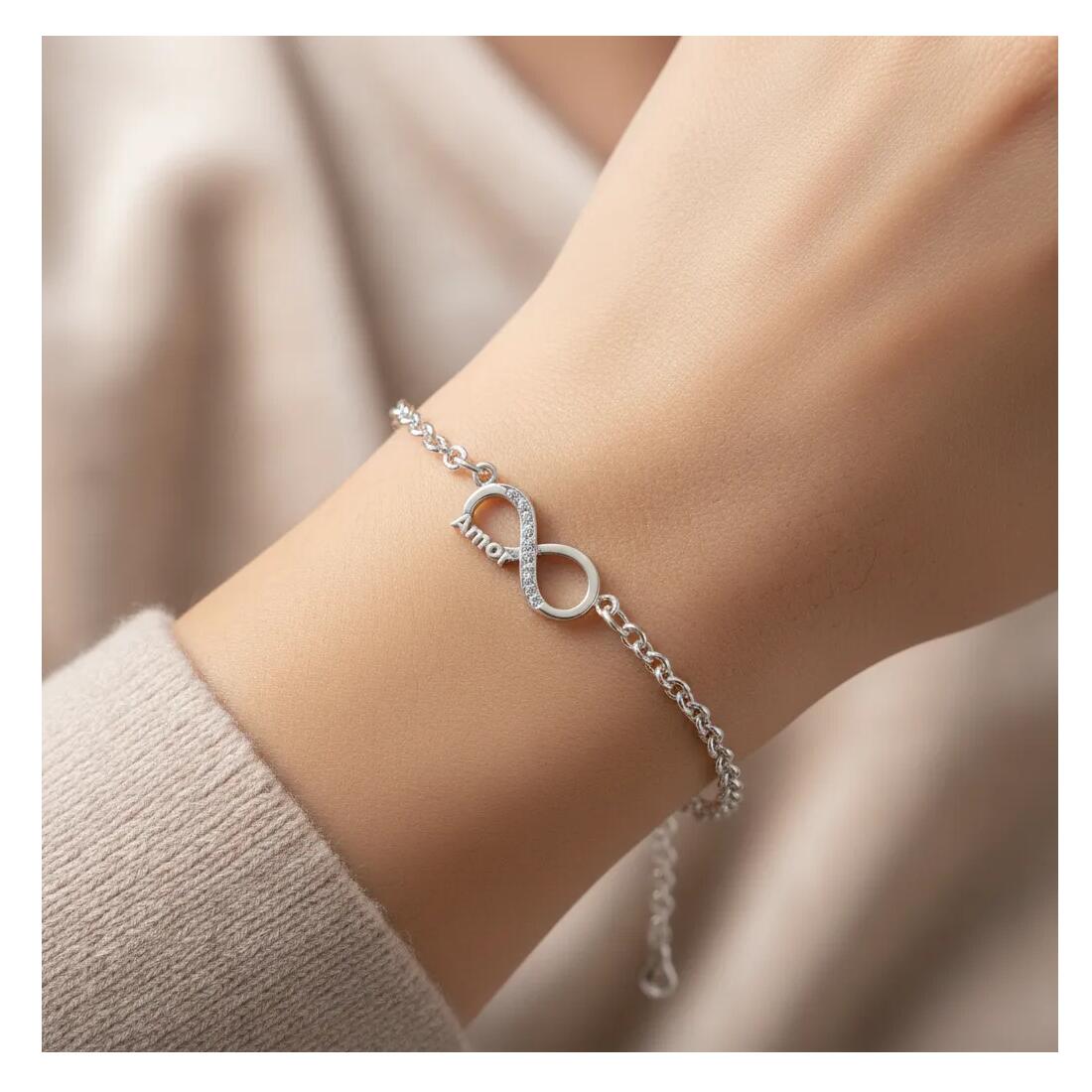 Pulsera Amor Infinito y Cristales En Plata 925 - Imagen 5