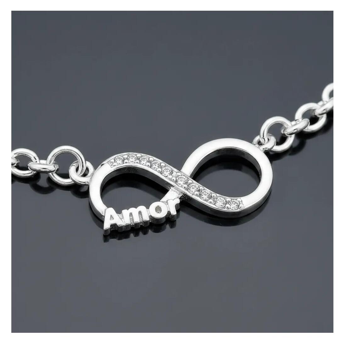 Pulsera Amor Infinito y Cristales En Plata 925 - Imagen 2