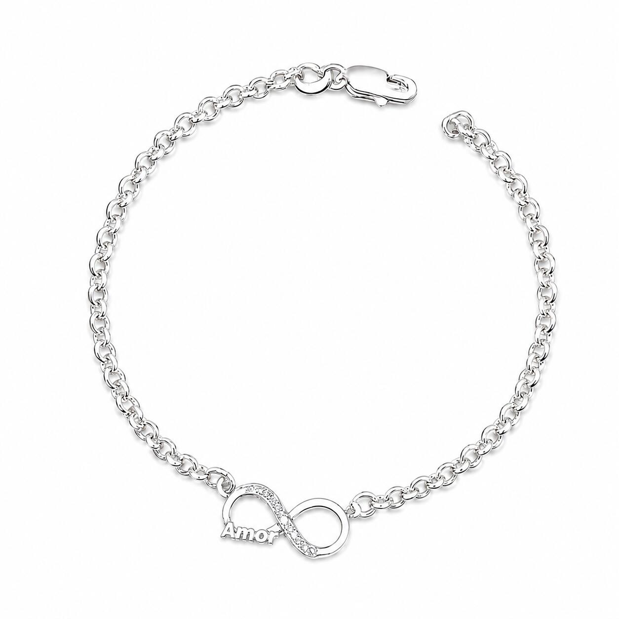 Pulsera Amor Infinito y Cristales En Plata 925