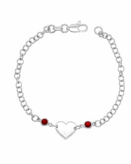 Pulsera Corazón Solitario y Cristales En Plata 925
