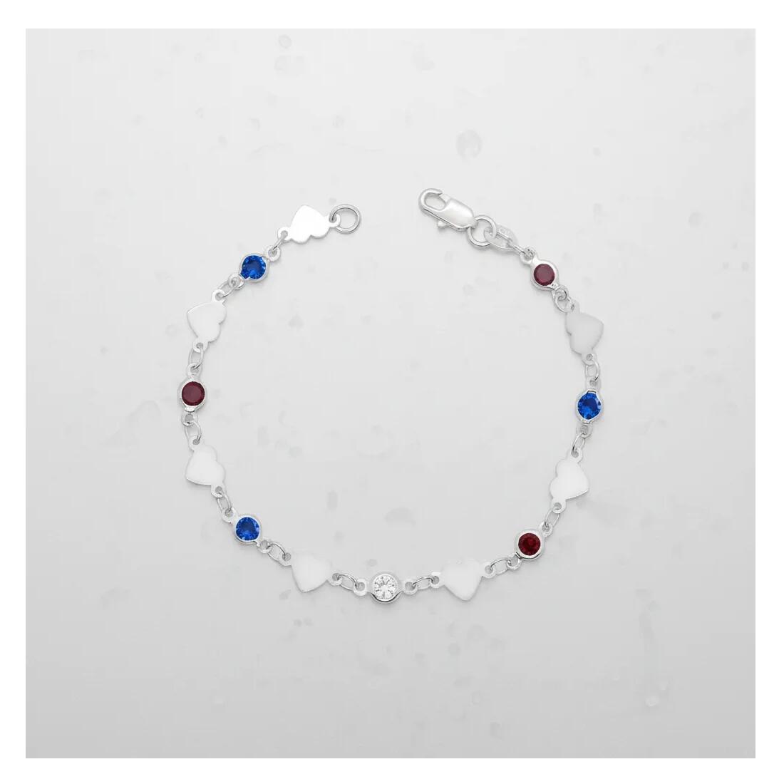 Pulsera Corazones y Cristales En Plata 925 - Imagen 2