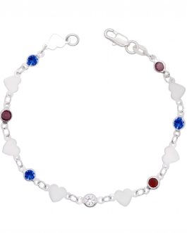 Pulsera Corazones y Cristales En Plata 925