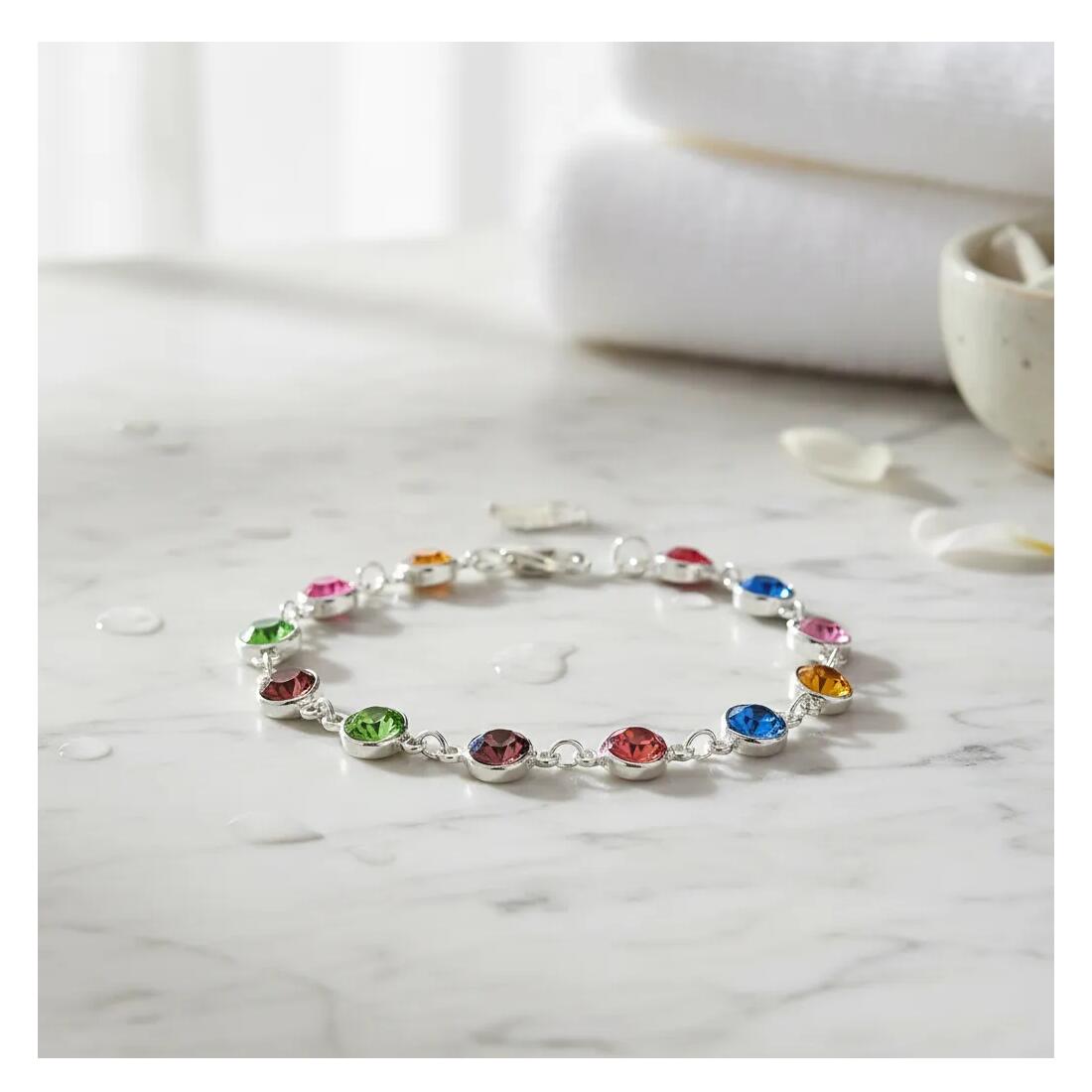 Pulsera Cristales Coloridos En Plata 925 - Imagen 2