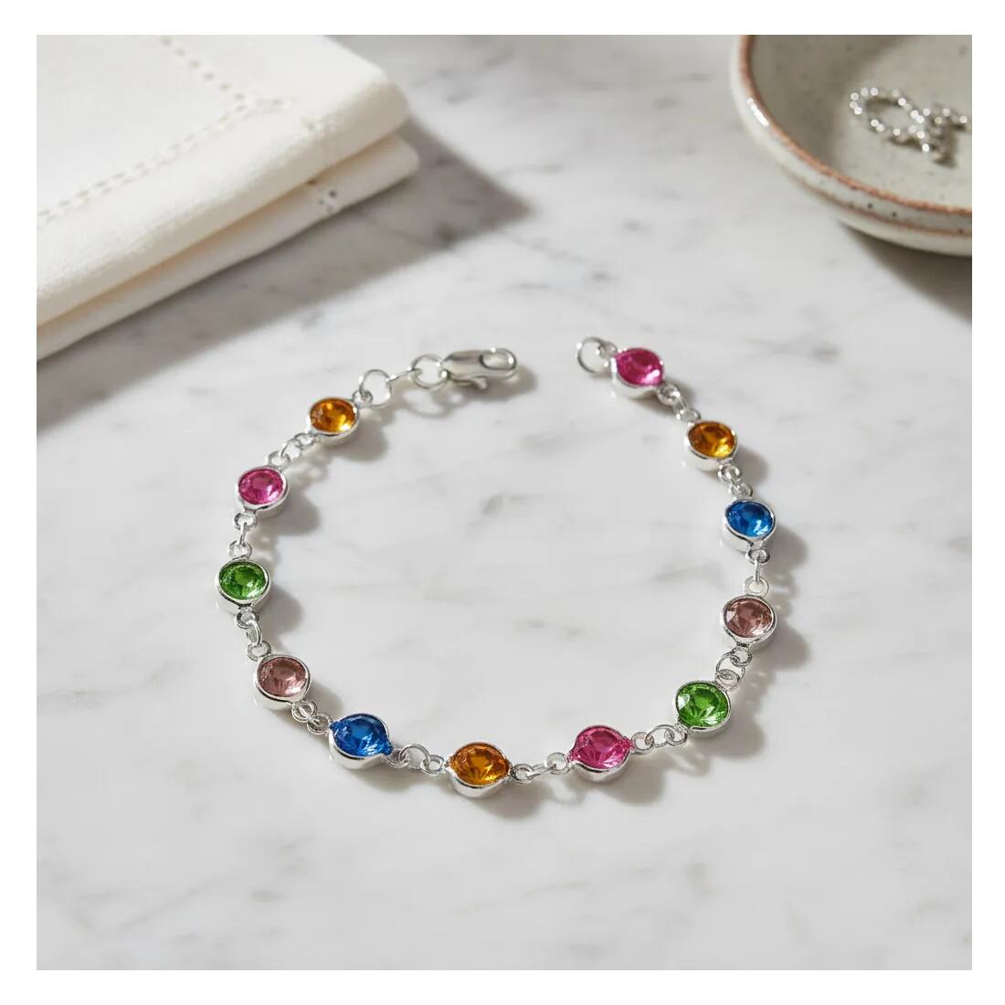 Pulsera Cristales Coloridos En Plata 925 - Imagen 3