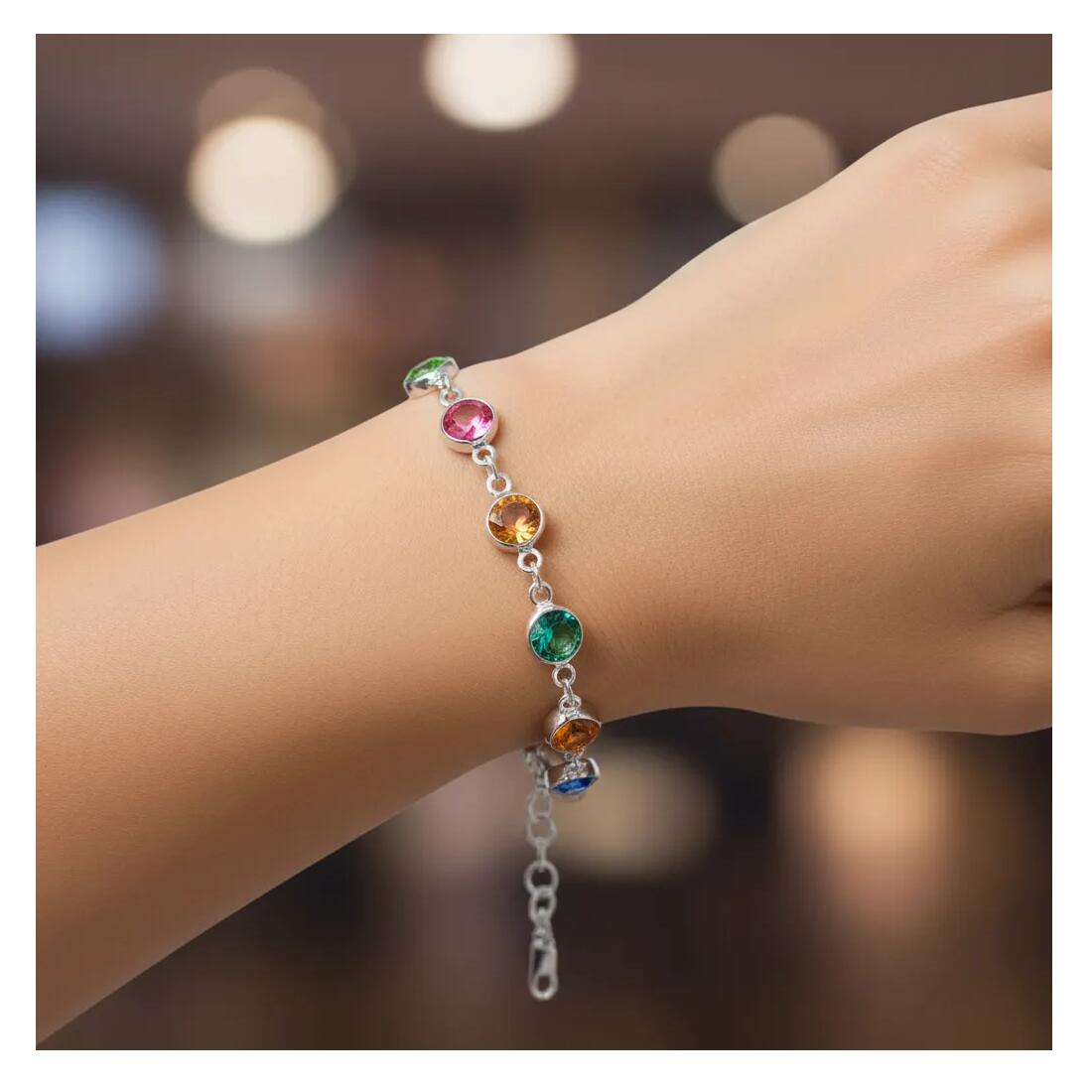 Pulsera Cristales Coloridos En Plata 925 - Imagen 5