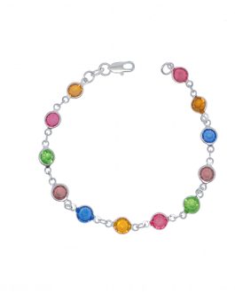 Pulsera Cristales Coloridos En Plata 925