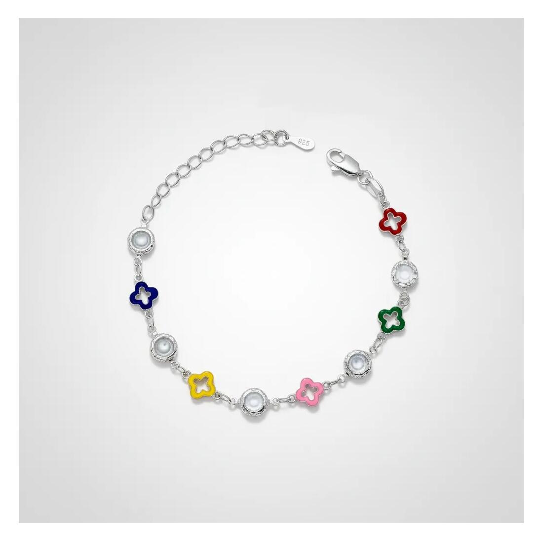 Pulsera Cruces Coloridas y Cristales En Plata 925 - Imagen 4