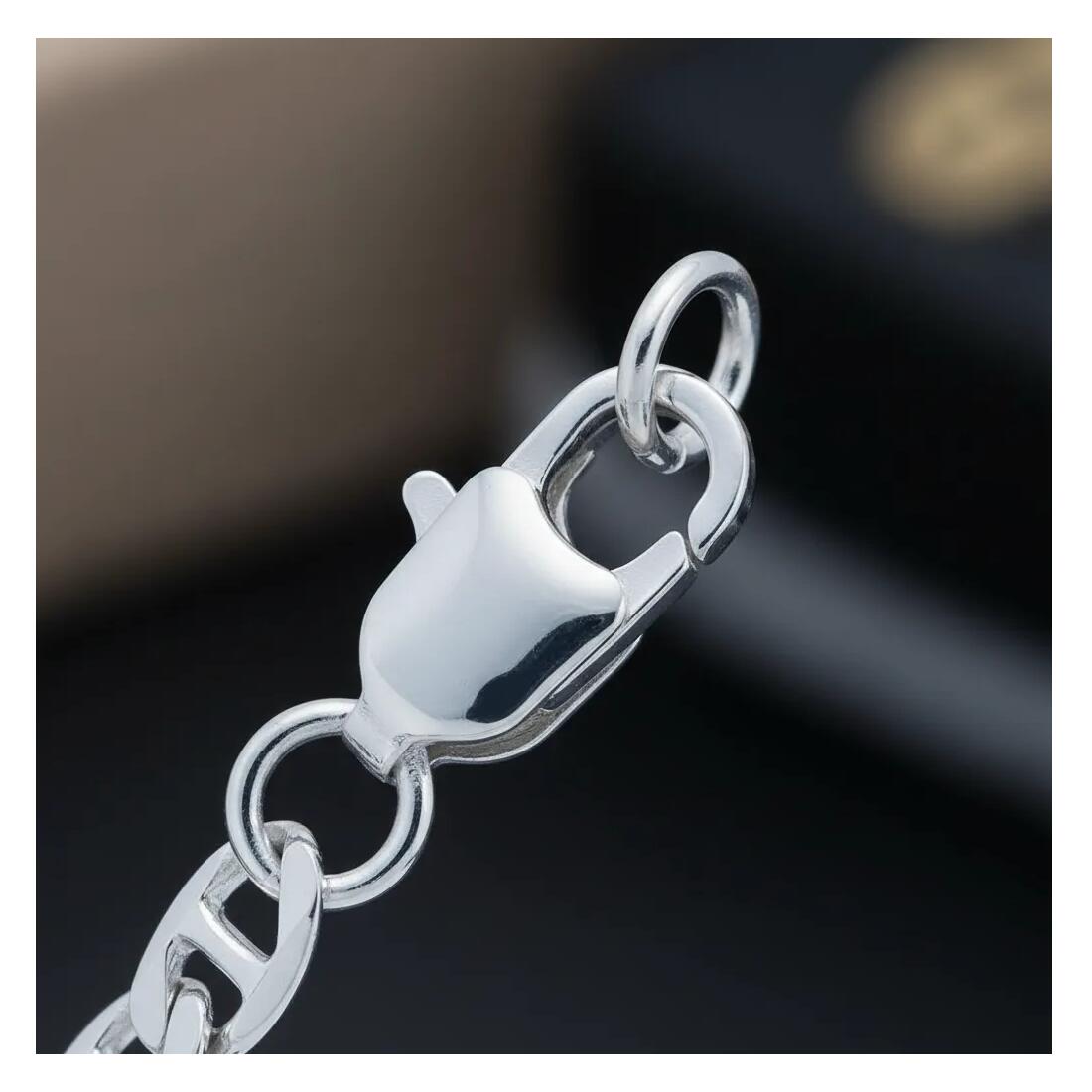 Pulsera Eslabón Ancla Fígaro Hombre En Plata 925 - Imagen 4