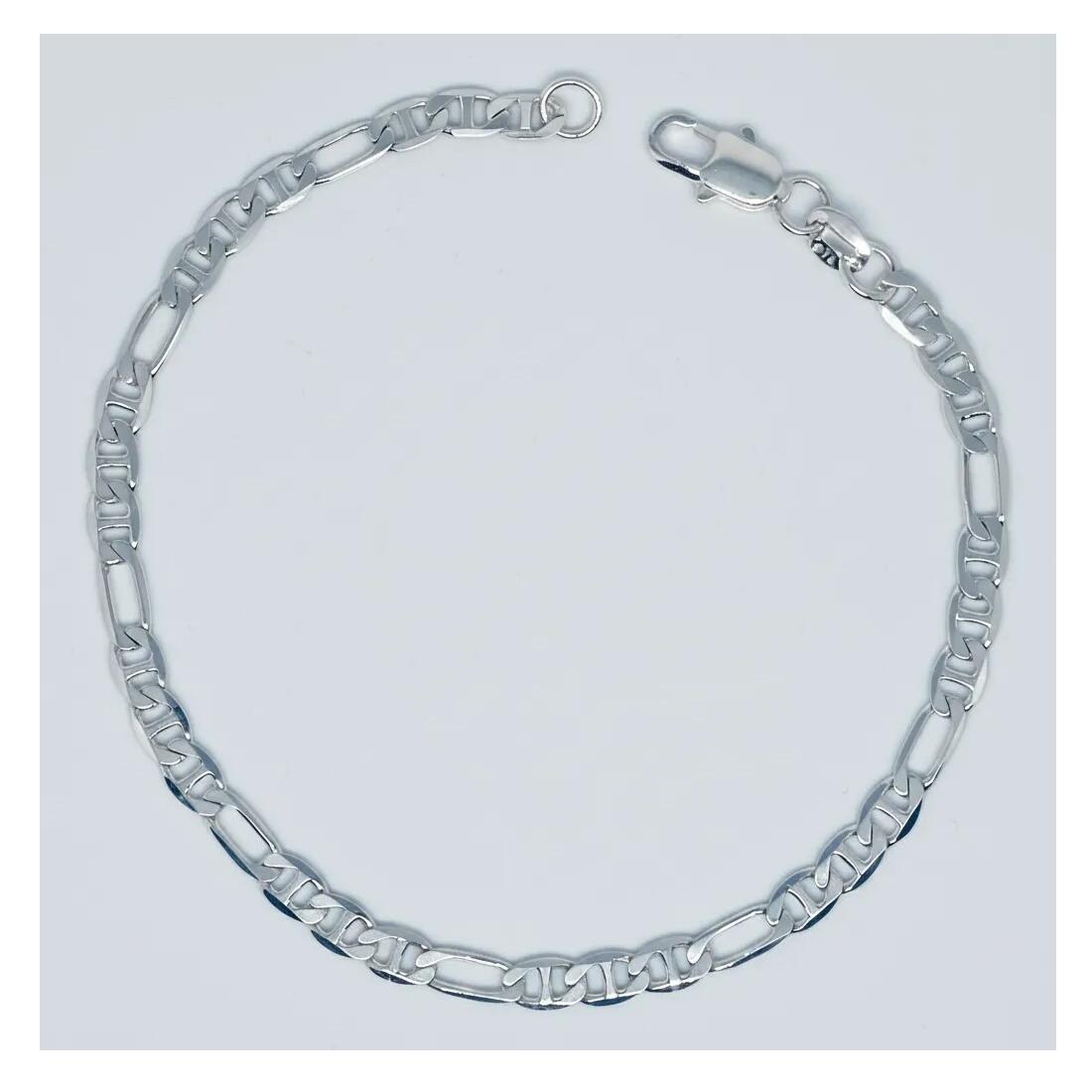 Pulsera Eslabón Ancla Fígaro Hombre En Plata 925 - Imagen 5