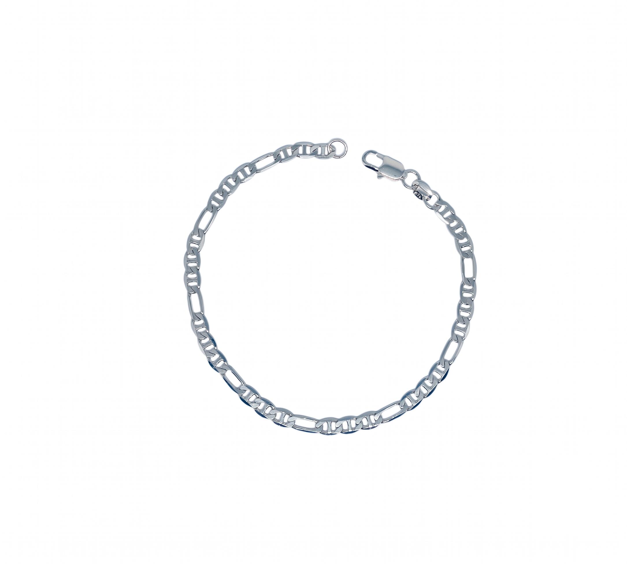 Pulsera Eslabón Ancla Fígaro Hombre En Plata 925