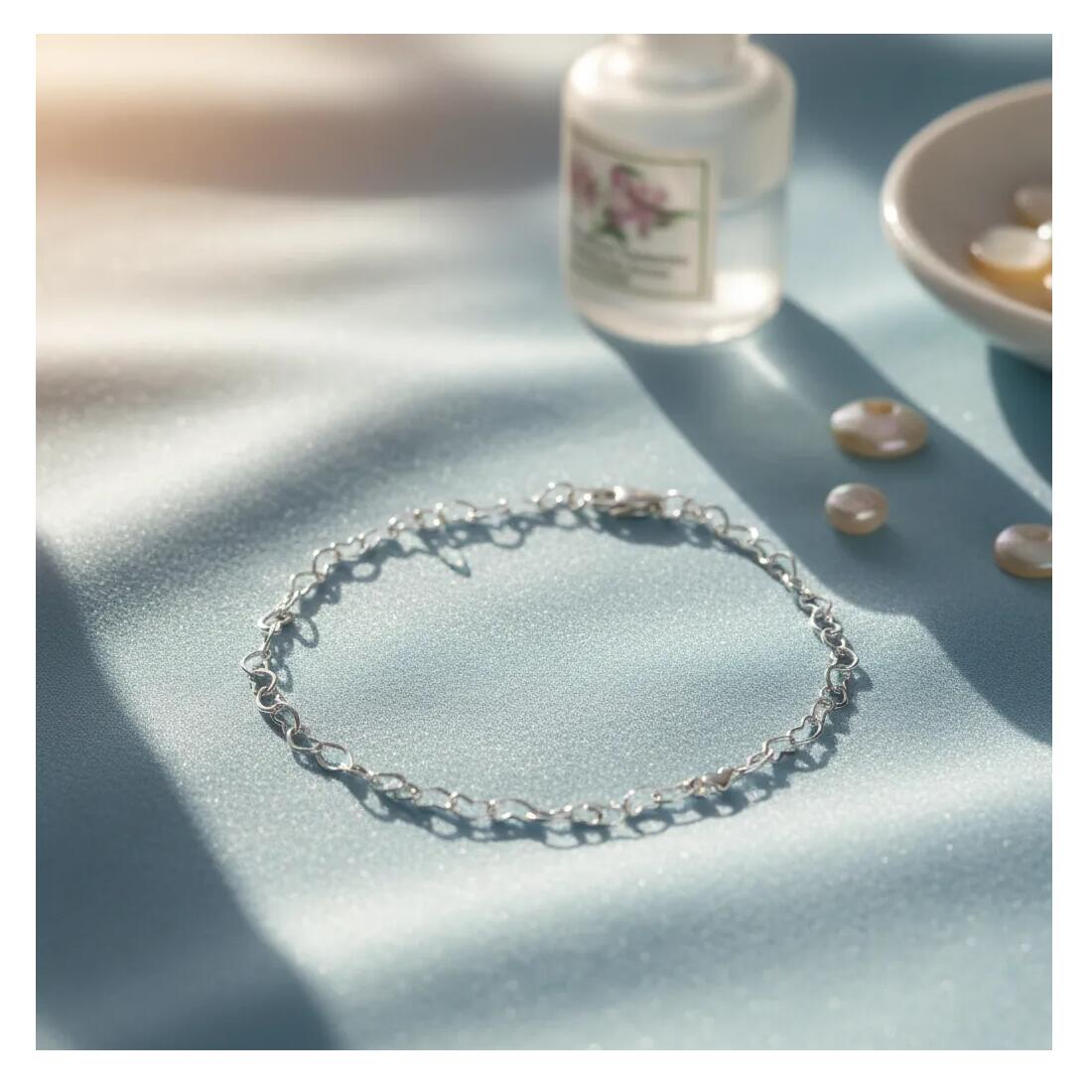 Pulsera Eslabón Corazones En Plata 925 - Imagen 2