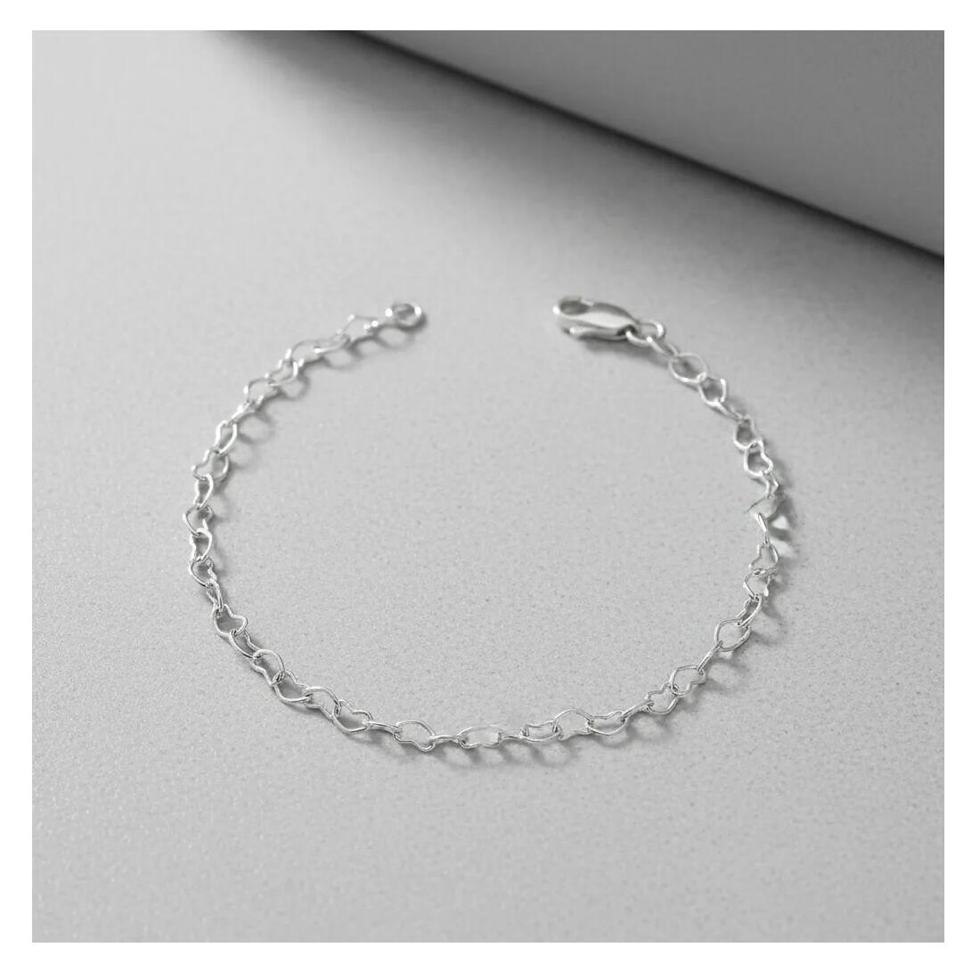 Pulsera Eslabón Corazones En Plata 925 - Imagen 3