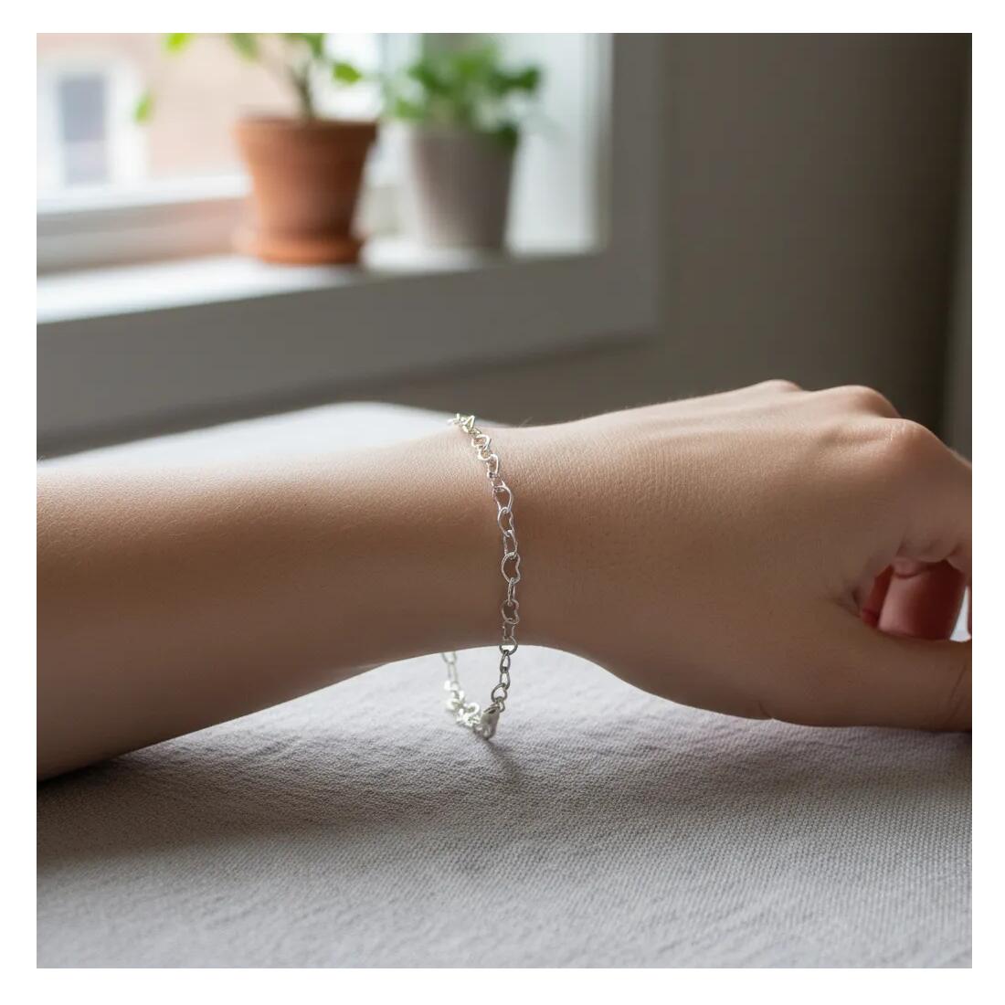 Pulsera Eslabón Corazones En Plata 925 - Imagen 5