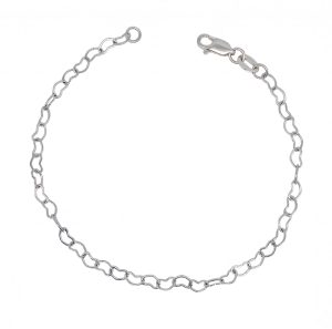 Pulsera Eslabón Corazones En Plata 925