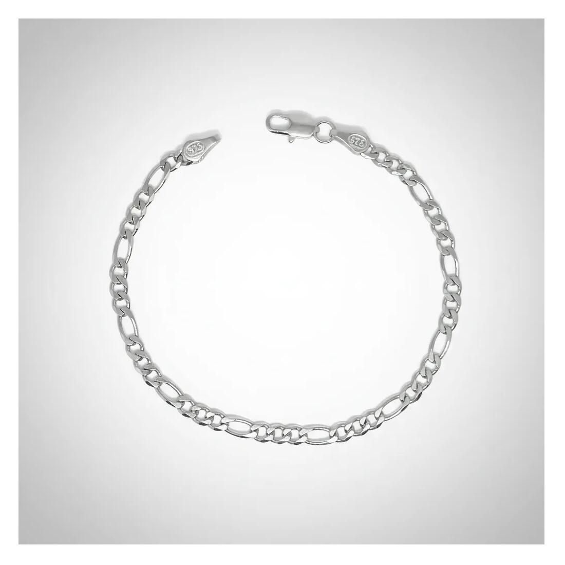 Pulsera Eslabón Fígaro Hombre En Plata 925 - Imagen 4