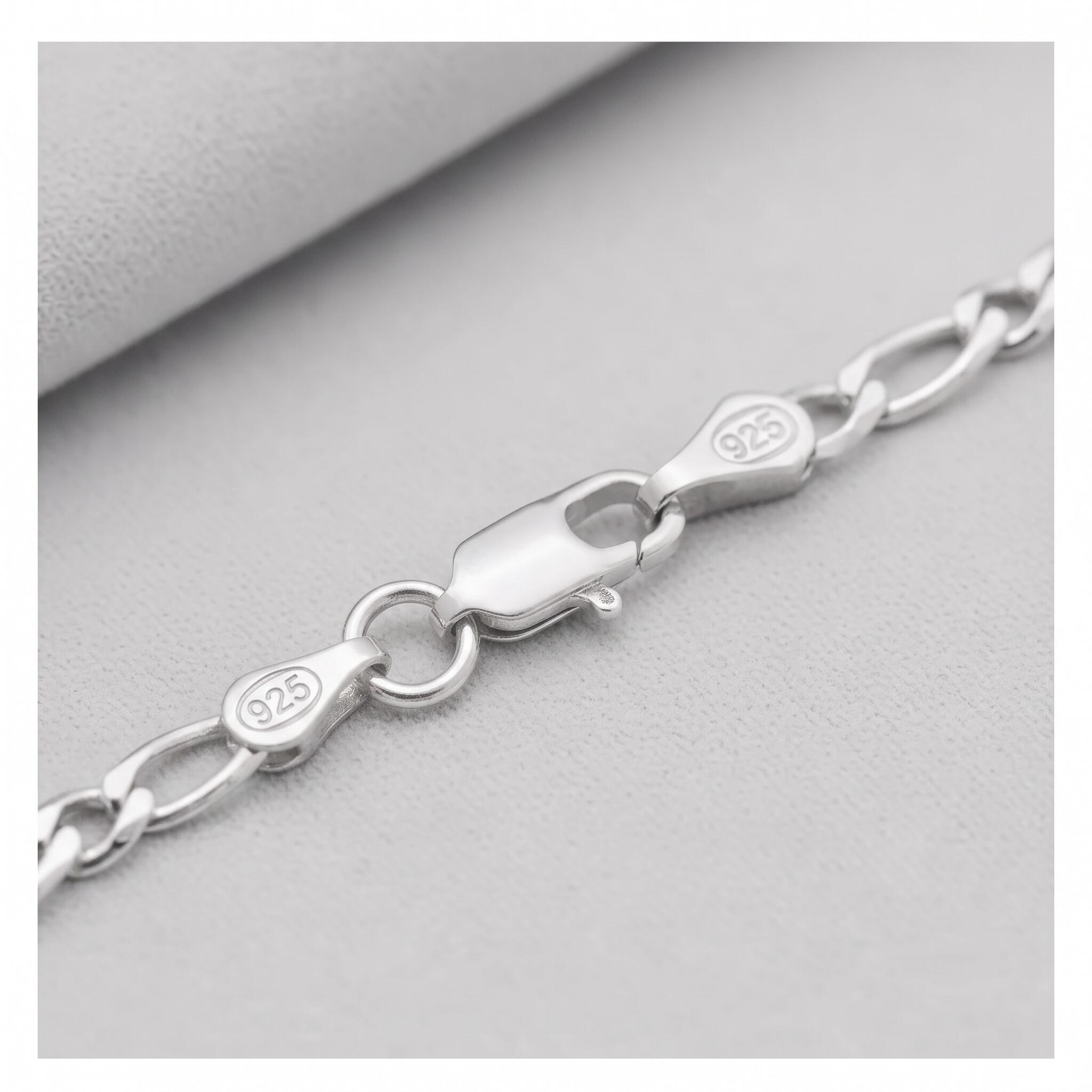 Pulsera Eslabón Fígaro Hombre En Plata 925 - Imagen 3