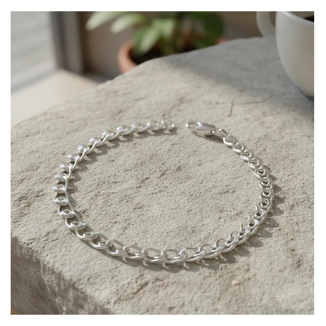 Pulsera Eslabones Anudados Hombre En Plata 925 - Imagen 3
