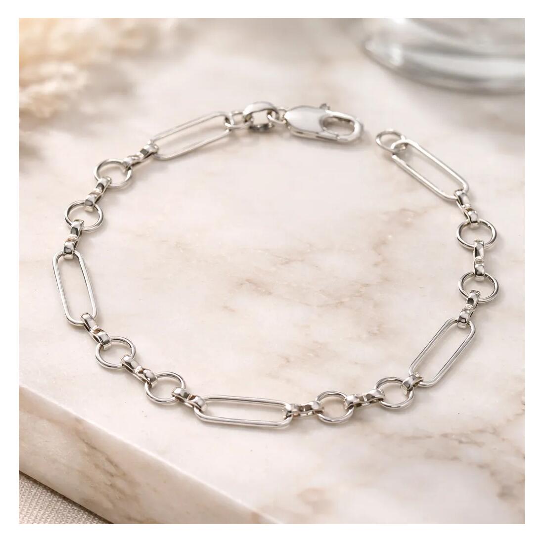 Pulsera Eslabones Mixtos En Plata 925 - Imagen 4