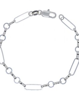 Pulsera Eslabones Mixtos En Plata 925