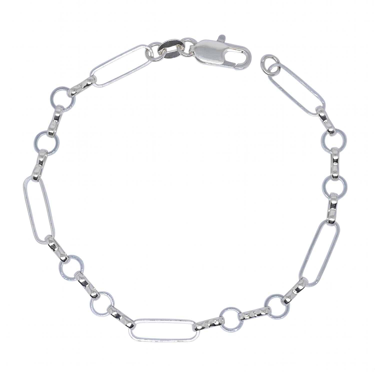 Pulsera Eslabones Mixtos En Plata 925
