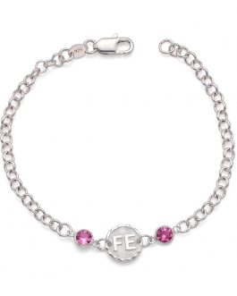 Pulsera Fe y Cristales Rosa En Plata 925