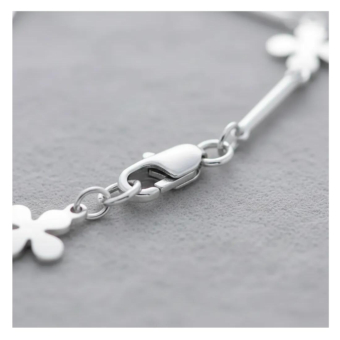 Pulsera Flor Cuatro Pétalos En Plata 925 - Imagen 2