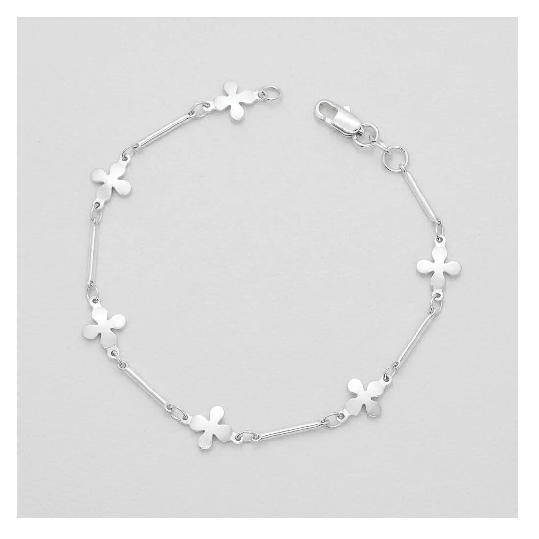 Pulsera Flor Cuatro Pétalos En Plata 925 - Imagen 5