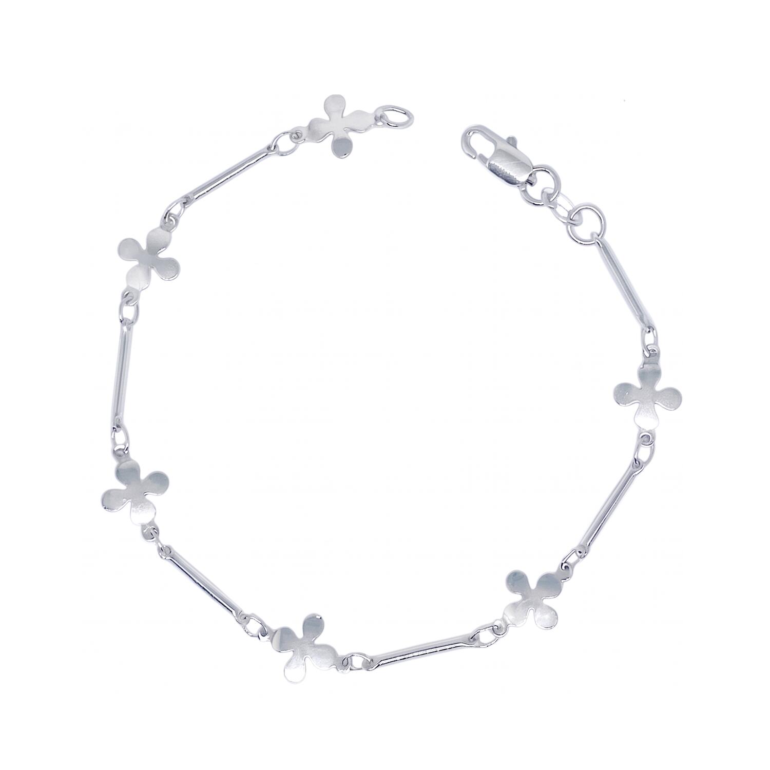 Pulsera Flor Cuatro Pétalos En Plata 925