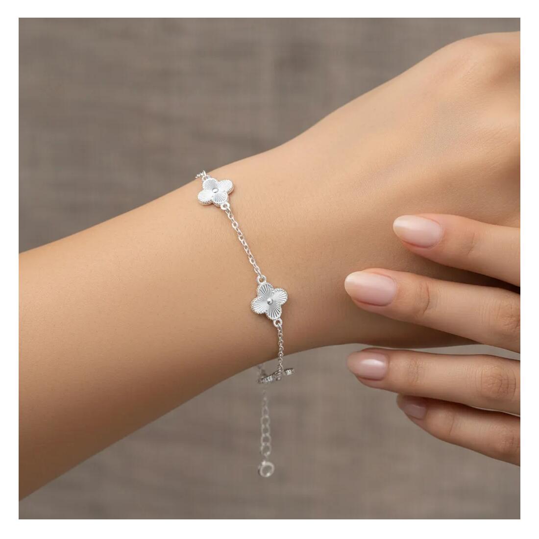 Pulsera Flor Silvestre En Plata 925 - Imagen 4
