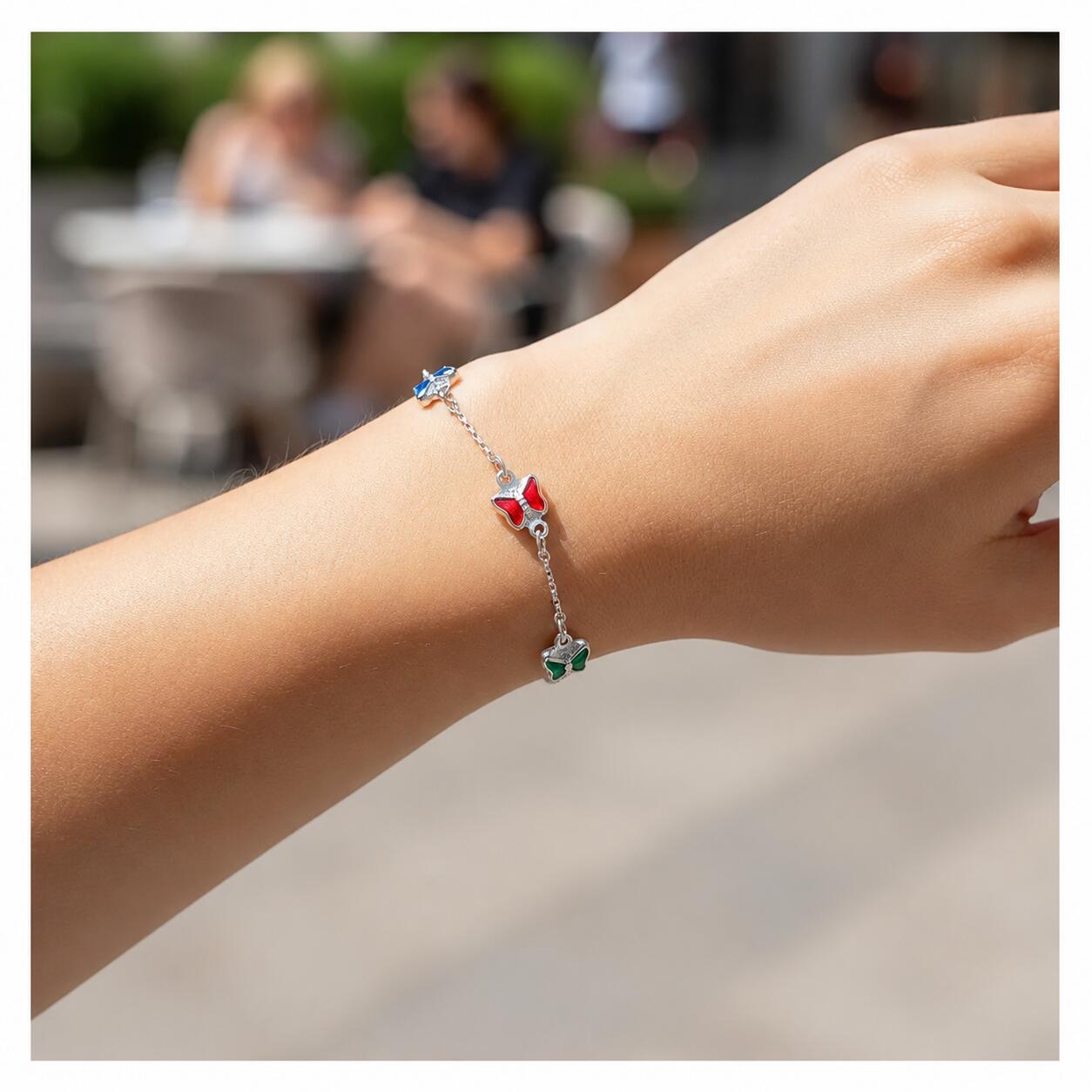 Pulsera Mariposas Coloridas En Plata 925 - Imagen 5