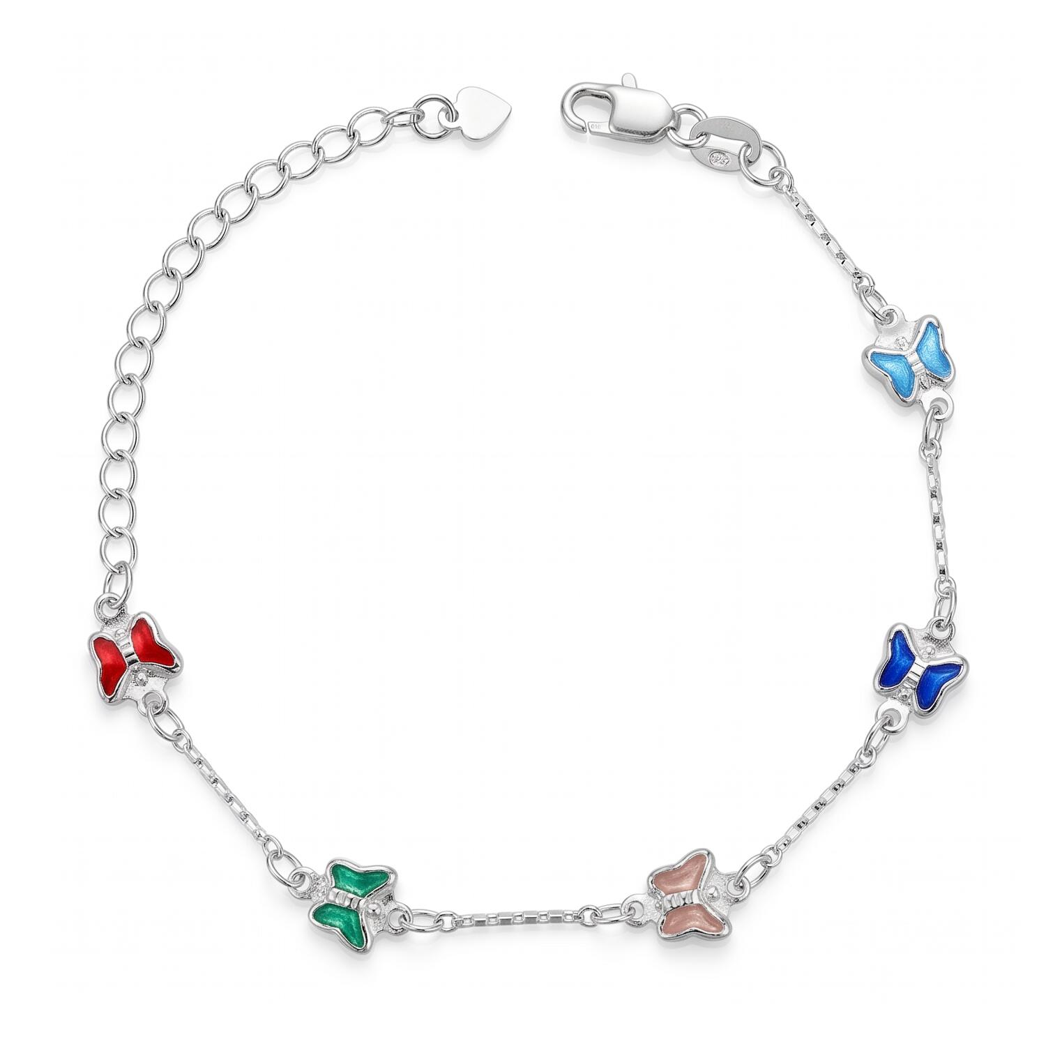 Pulsera Mariposas Coloridas En Plata 925