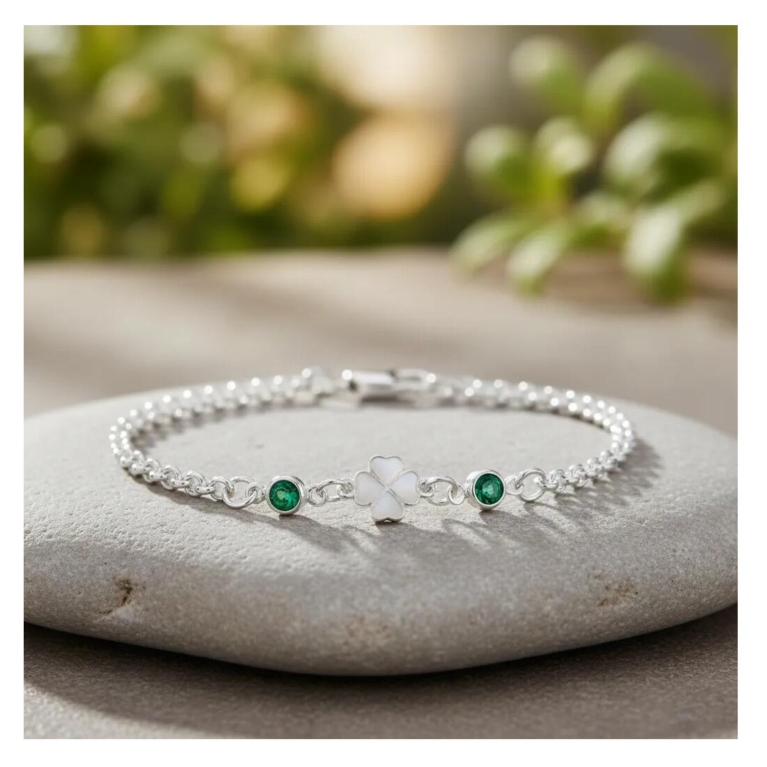 Pulsera Trébol Cuatro Hojas En Plata 925 - Imagen 3