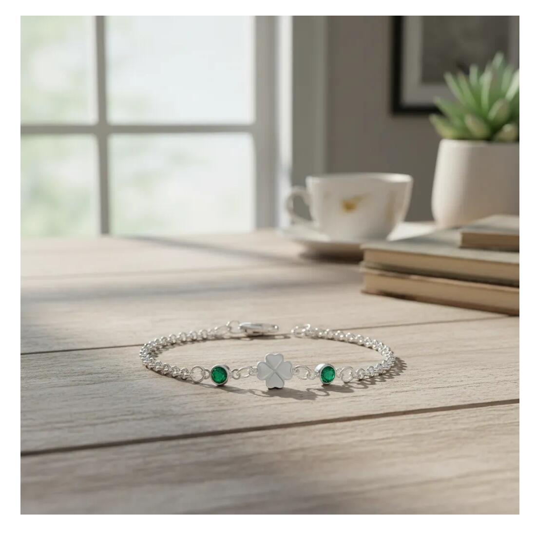 Pulsera Trébol Cuatro Hojas En Plata 925 - Imagen 2