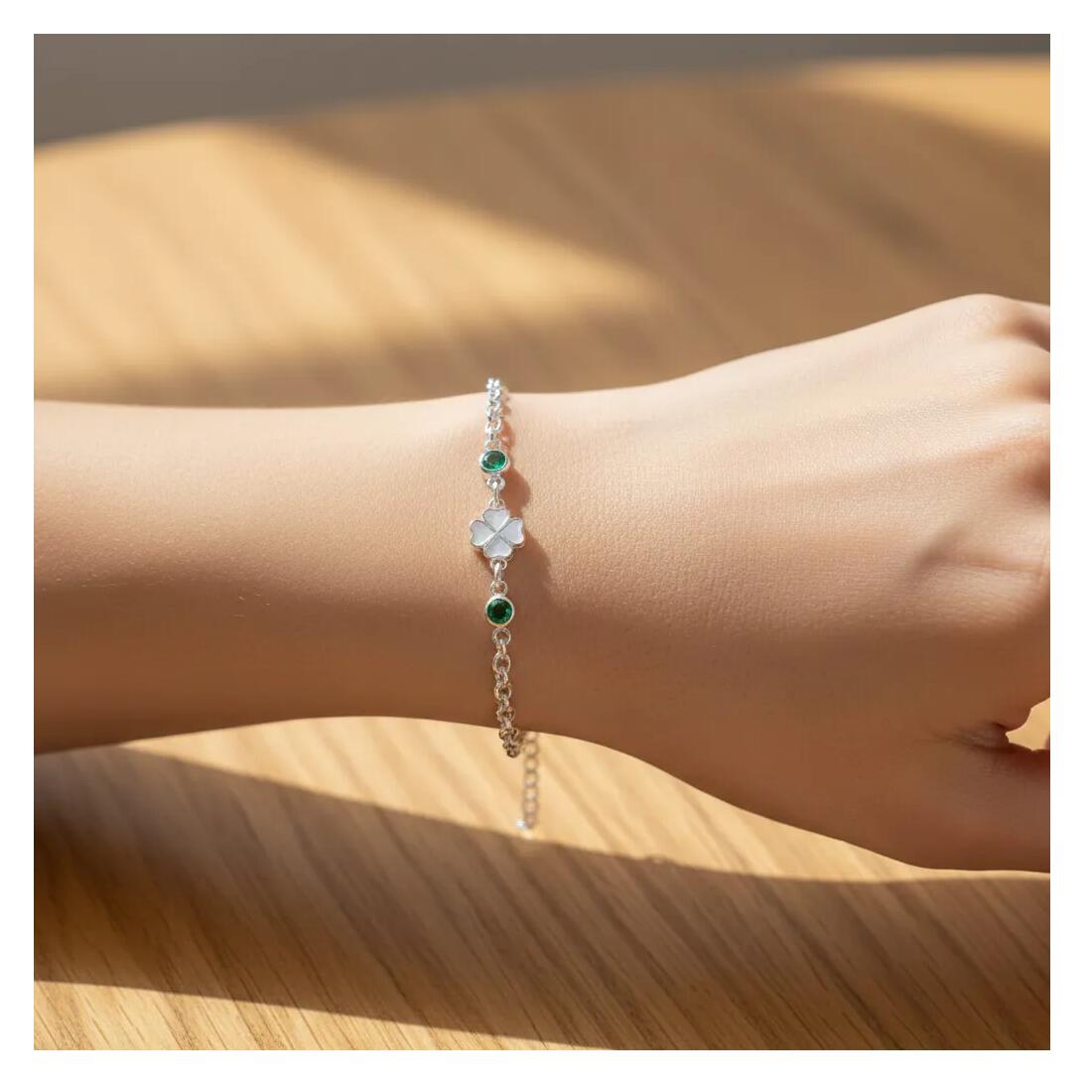 Pulsera Trébol Cuatro Hojas En Plata 925 - Imagen 5